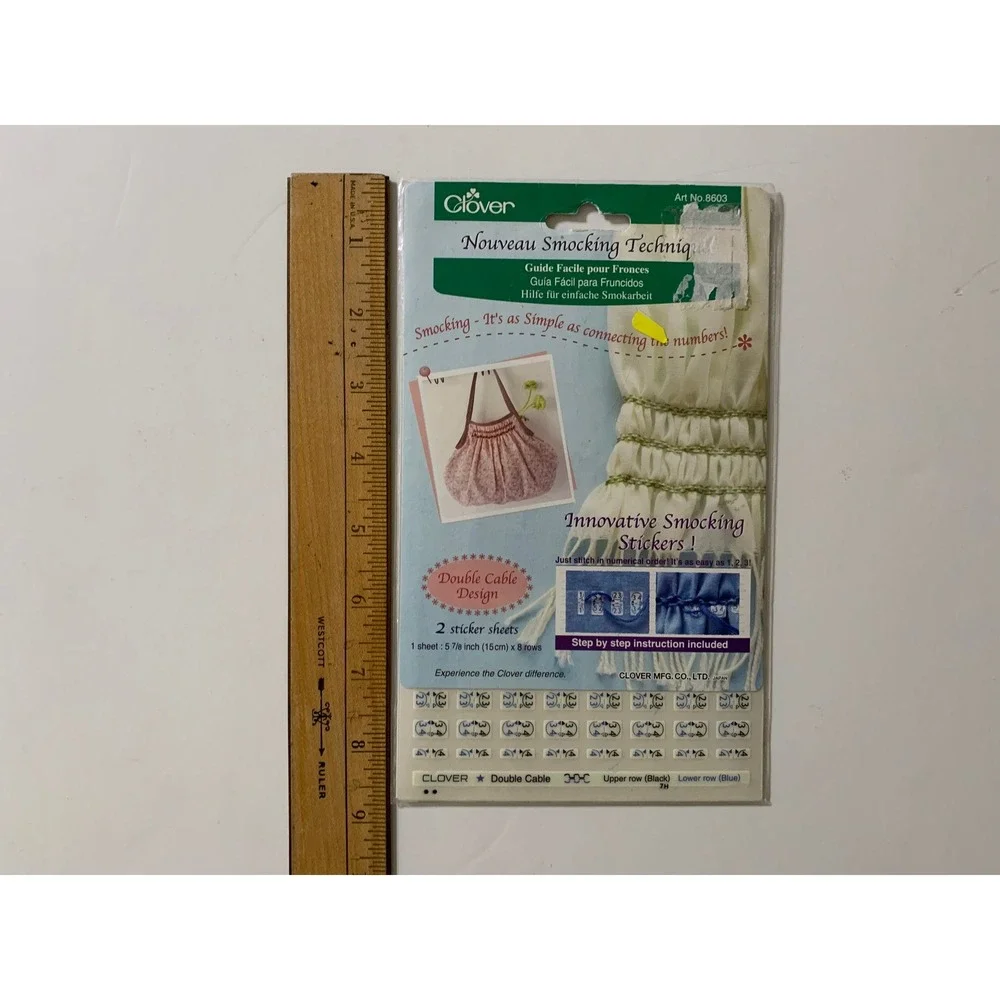 NWT Clover 8603 Innovative Smocking Stickers Double Cable Design 2 Sheets